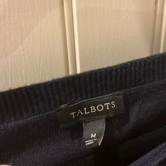 Talbot’s Sz Medium Navy Sweater With Feathers - Picture 3 of 7